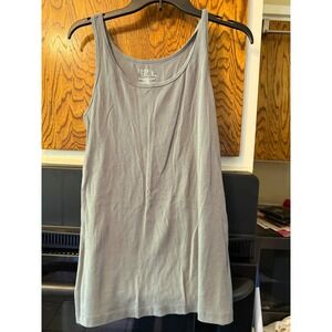 Time and Tru Womens Gray Scoop Neck Tank Top Sleeveless Cotton Blend L 12-14